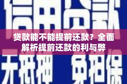 仙游贷款能不能提前还款？全面解析提前还款的利与弊