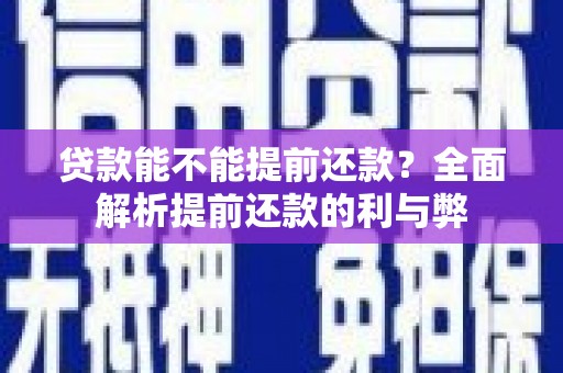 仙游贷款能不能提前还款？全面解析提前还款的利与弊