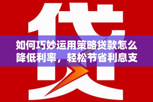 仙游如何巧妙运用策略贷款怎么降低利率，轻松节省利息支出