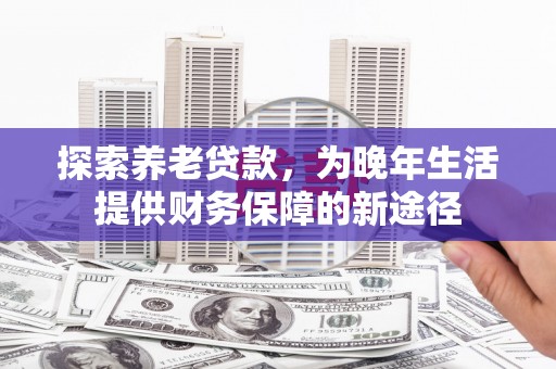 仙游探索养老贷款，为晚年生活提供财务保障的新途径