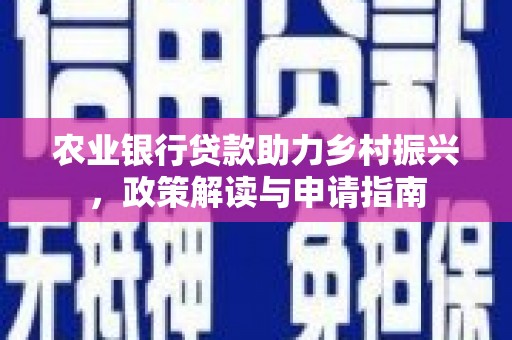 仙游农业银行贷款助力乡村振兴，政策解读与申请指南