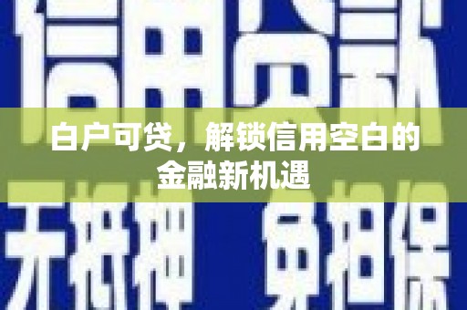 仙游白户可贷，解锁信用空白的金融新机遇