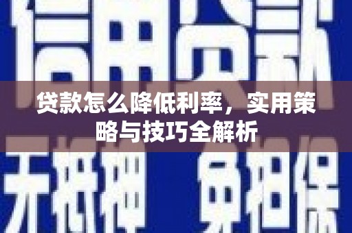 仙游贷款怎么降低利率，实用策略与技巧全解析