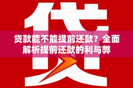 仙游贷款能不能提前还款？全面解析提前还款的利与弊