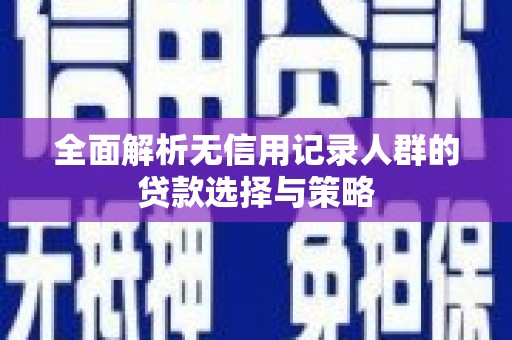 仙游全面解析无信用记录人群的贷款选择与策略